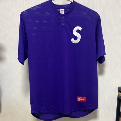 Supreme Shop S Logo Baseball Henley "Purple - Los Angeles"