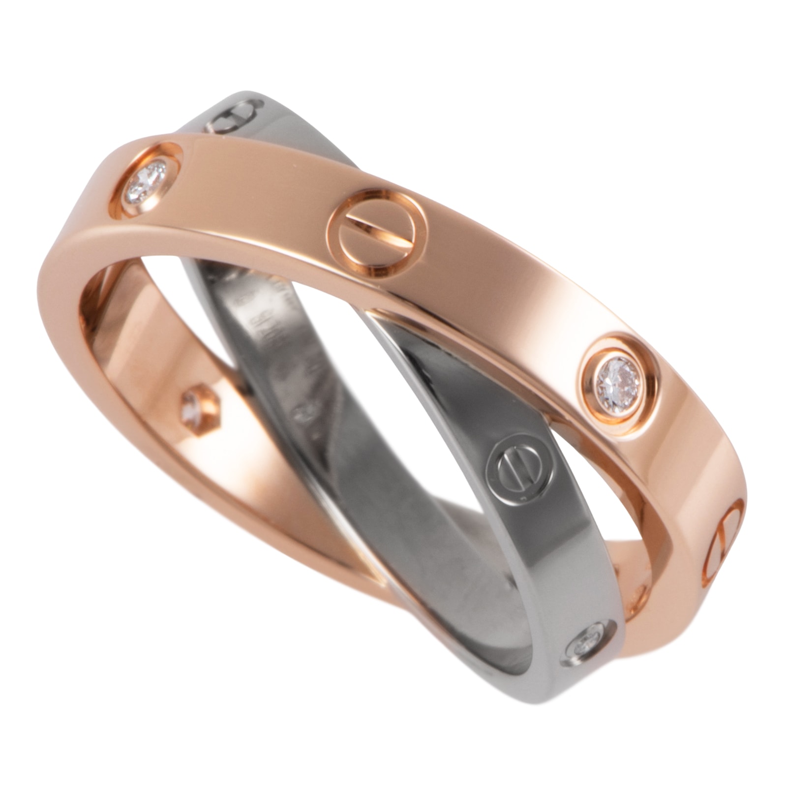 CARTIER カルティエ ビー ラブ リング B4094350 指輪 10号 K18PG K18WG ダイヤモンド ピンク ゴールド【中古】