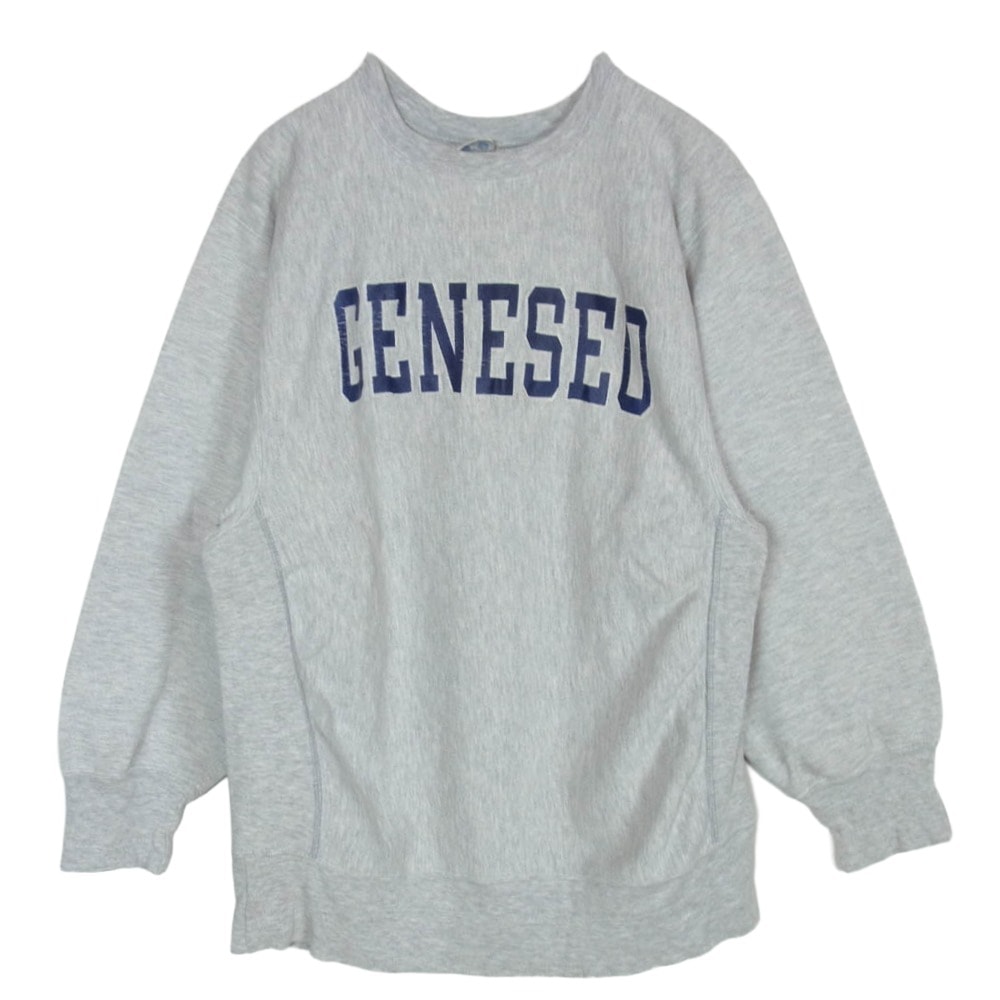 Champion チャンピオン REVERSE WEAVE 80s トリコタグ後期 ヴィンテージ リバースウィーブ USA製 GENESEO カレッジプリント スウェット トレーナー グレー系 XL【中古】