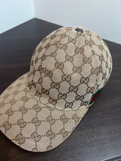 GUCCI Original GG Canvas Baseball Hat With Web "Beige/Ebony"
