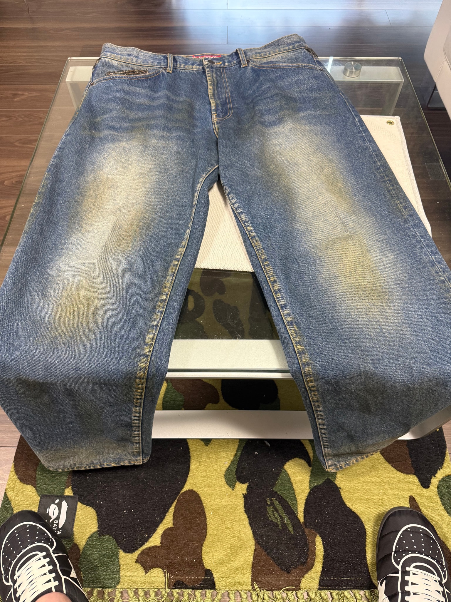 Supreme Leopard Faux Fur Loose Fit Jean "Washed Indigo"
