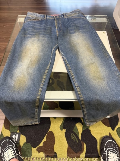 Supreme Leopard Faux Fur Loose Fit Jean "Washed Indigo"