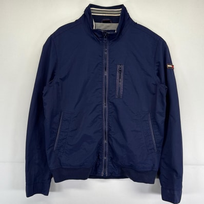 古着 トミーヒルフィガー TOMMY HILFIGER ナイロンジャケット ワンポイントロゴ ブルゾン ストリート 裏地メッシュ 濃紺 L ネイビー メンズ