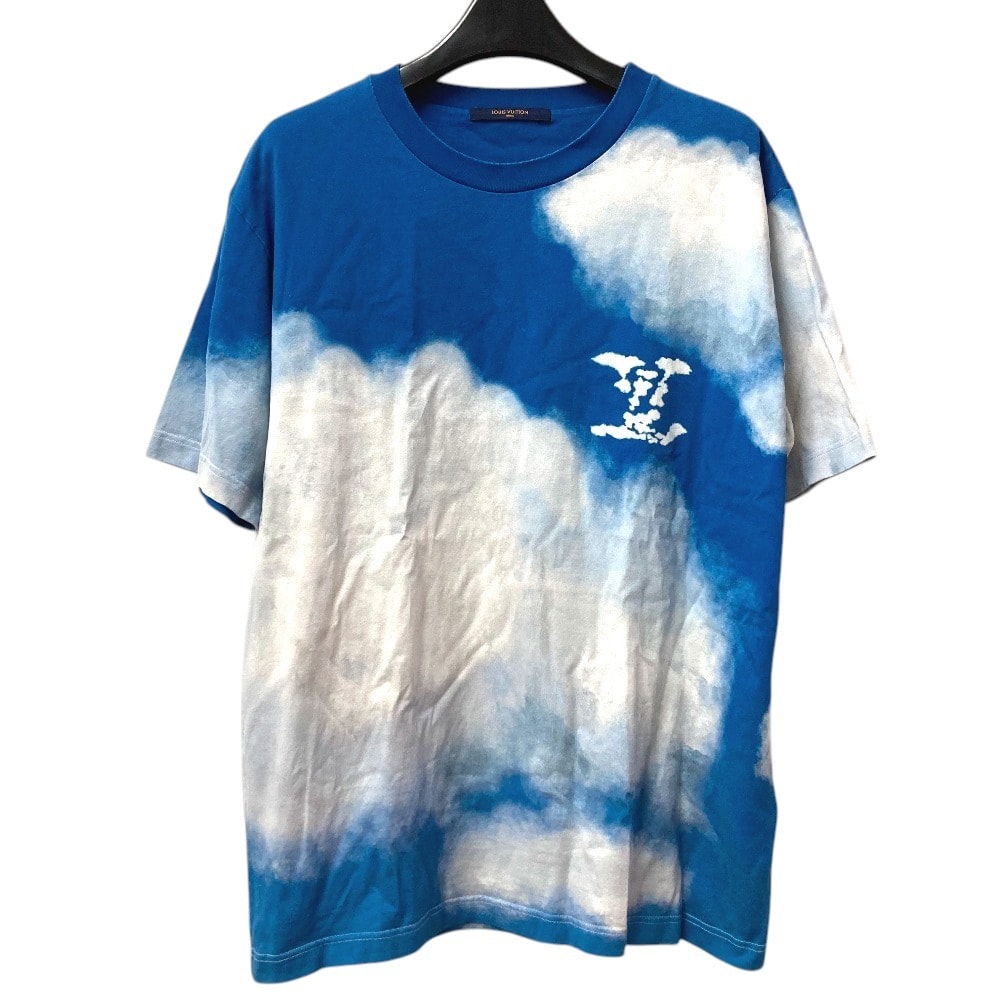 ルイヴィトン LOUIS VUITTON クラウドプリント 1A89U6 LV ロゴ 雲 トップス アパレル 半袖 半袖Tシャツ コットン ブルー