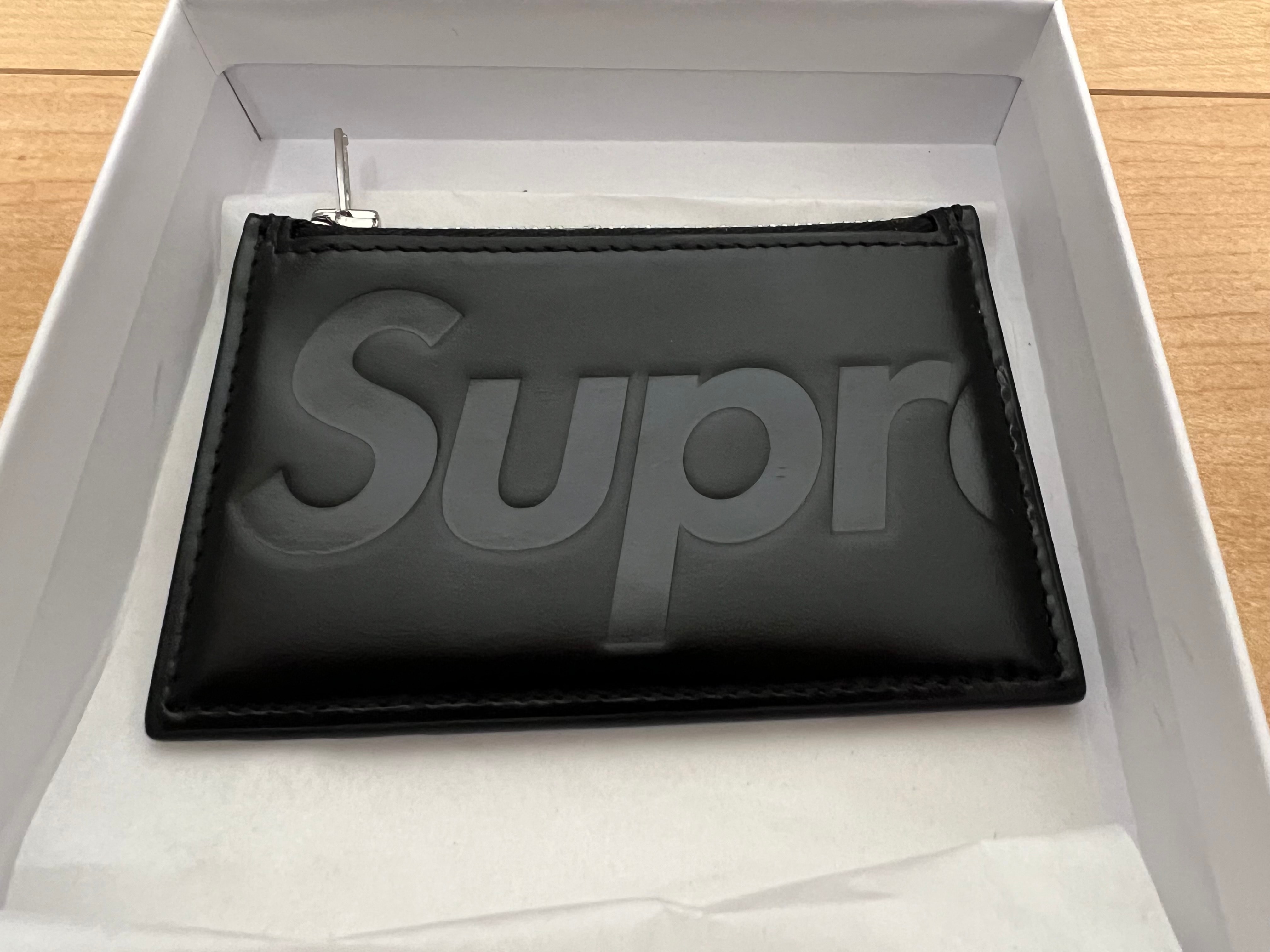 Supreme Leather Zip Card Holder (25FW) "Black"