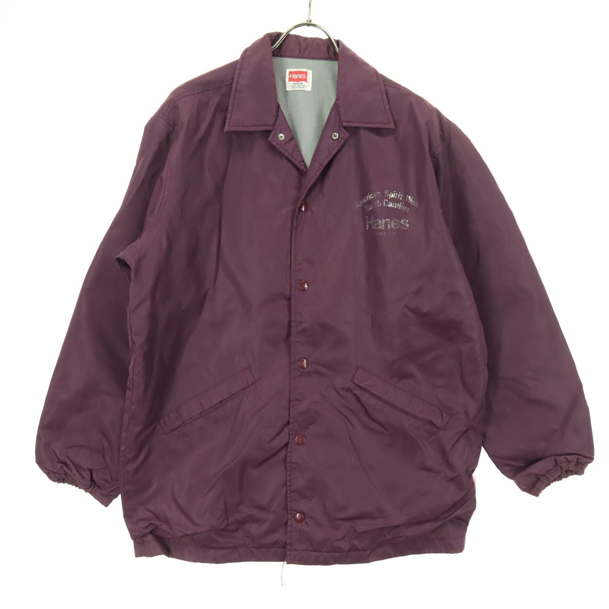 Hanes ヘインズ ナイロン ロゴプリント 長袖 コーチジャケット M パープル系