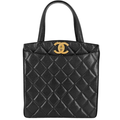 CHANEL シャネル ハンドバッグ マトラッセ ココマーク トートバッグ 肩掛け ブラック 黒 ゴールド金具 レディース【中古品】