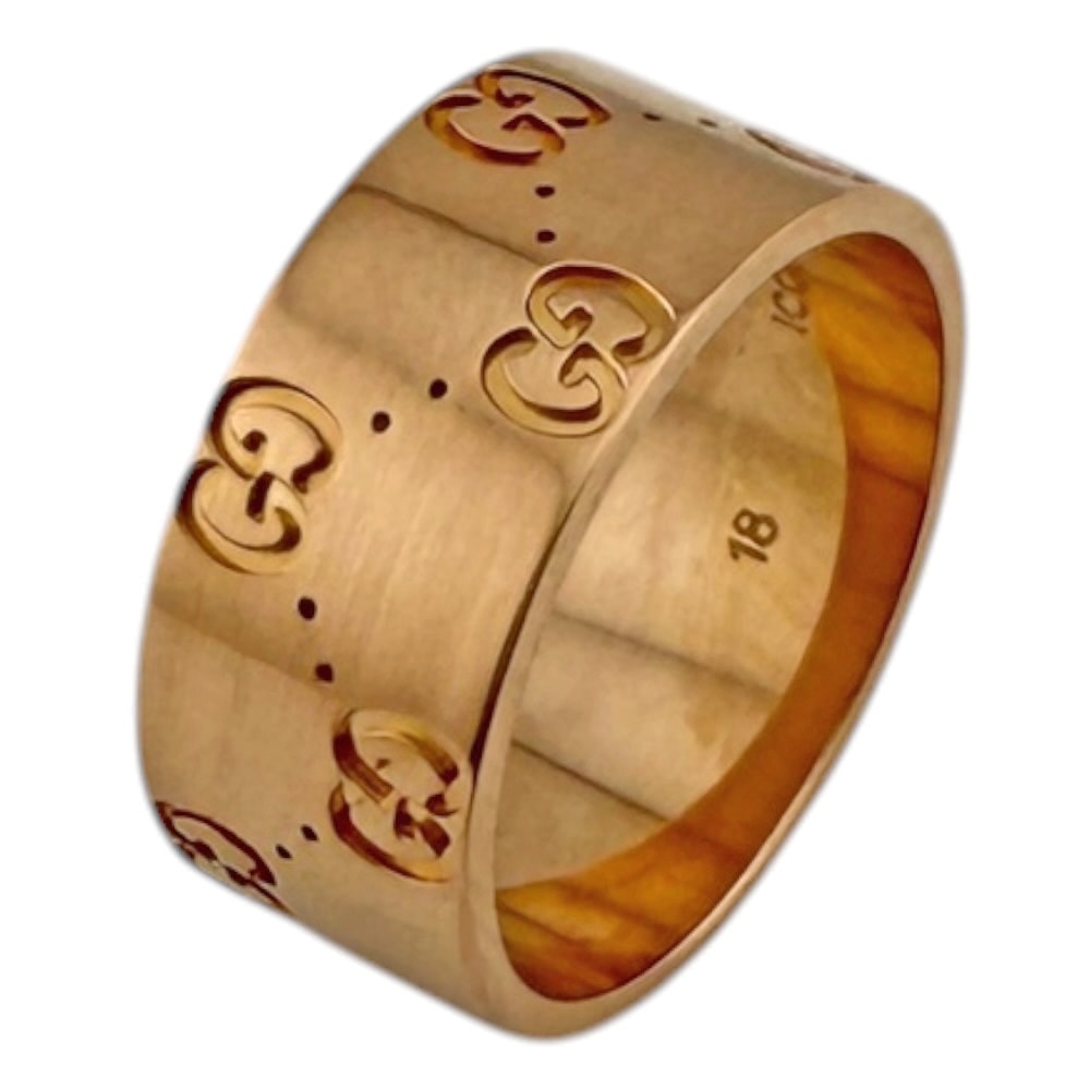 グッチ アイコンワイド リング 指輪 17号 18金 K18ピンクゴールド レディース GUCCI  中古