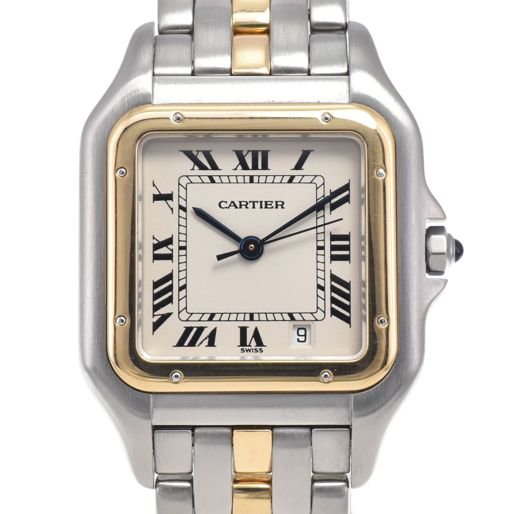 カルティエ CARTIER パンテール ドゥ カルティエ デイト ベージュ クォーツ レディース 美品 腕時計 L#148019