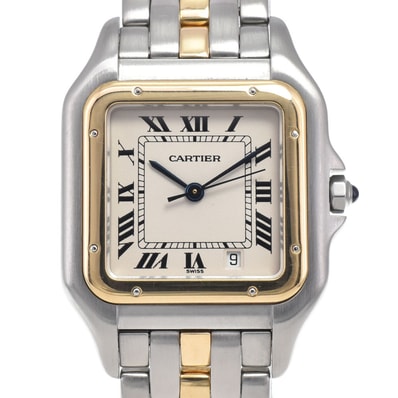 カルティエ CARTIER パンテール ドゥ カルティエ デイト ベージュ クォーツ レディース 美品 腕時計 L#148019