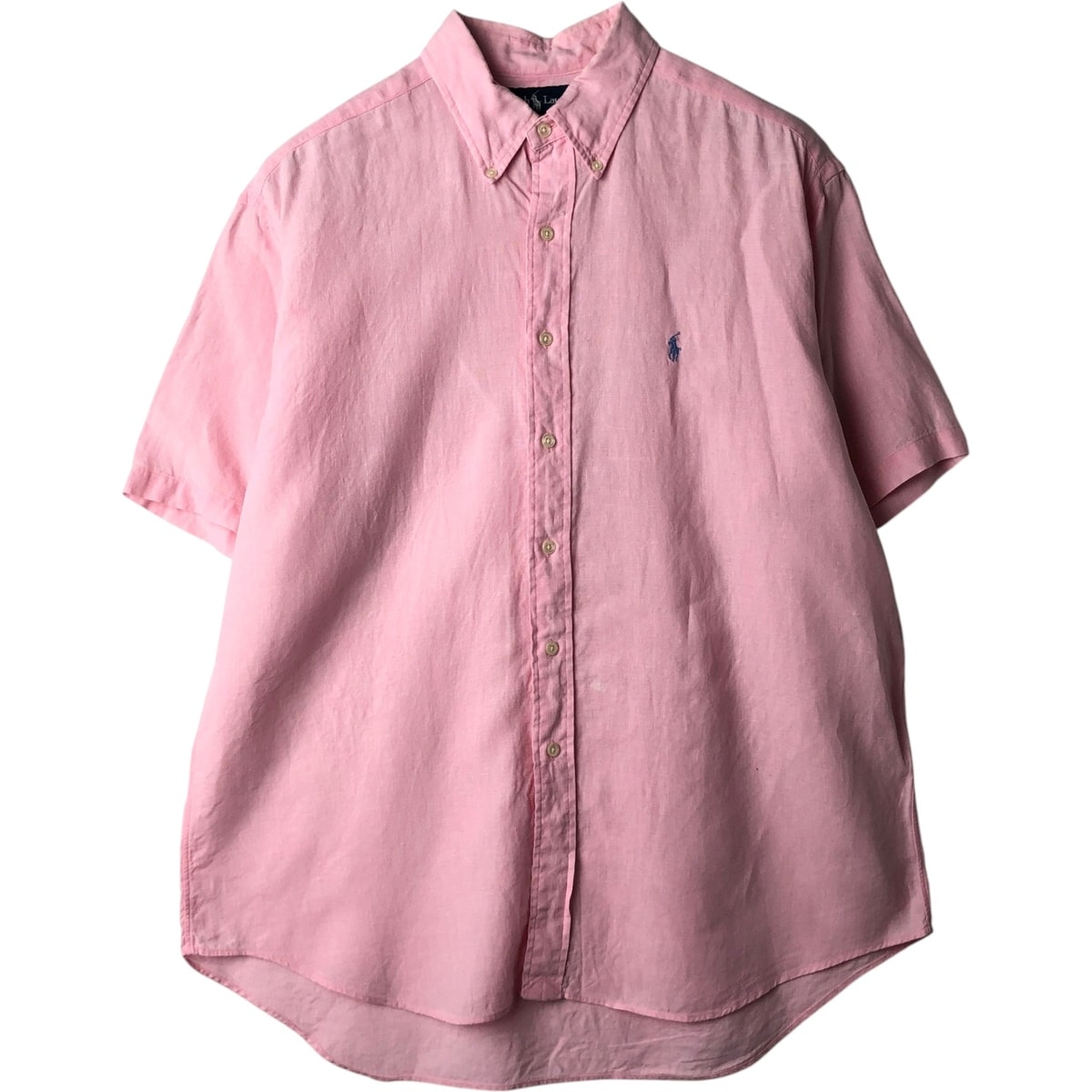 古着 ラルフローレン Ralph Lauren BLAKE 半袖 リネン ボタンダウンシャツ メンズL相当/eaa641269