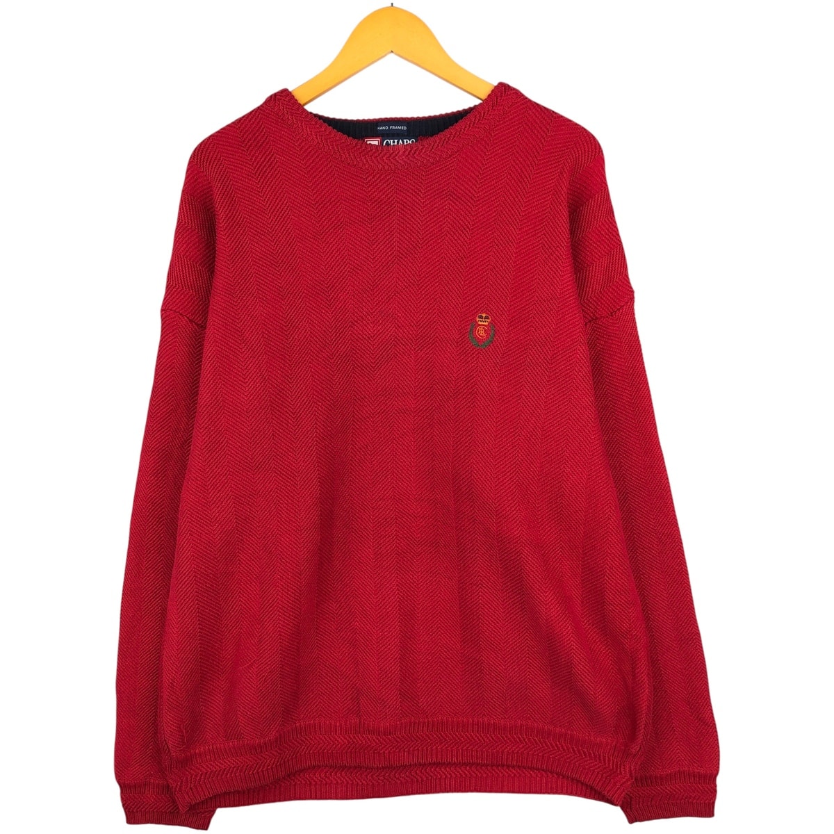 古着 ラルフローレン Ralph Lauren CHAPS チャップス ヘリンボーン コットンニットセーター メンズL相当/eaa605853