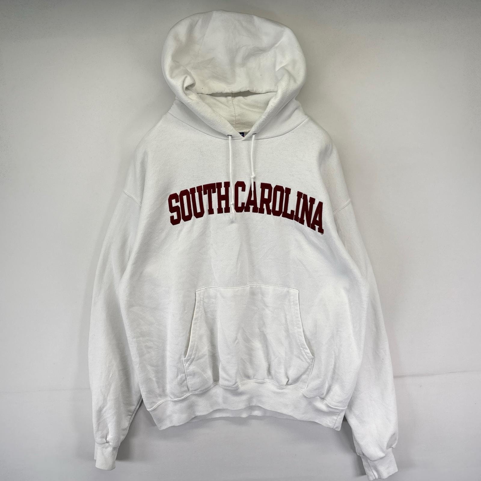 古着 チャンピオン Champion パーカー プルオーバー カレッジロゴ スウェット L  ホワイト系 メンズ