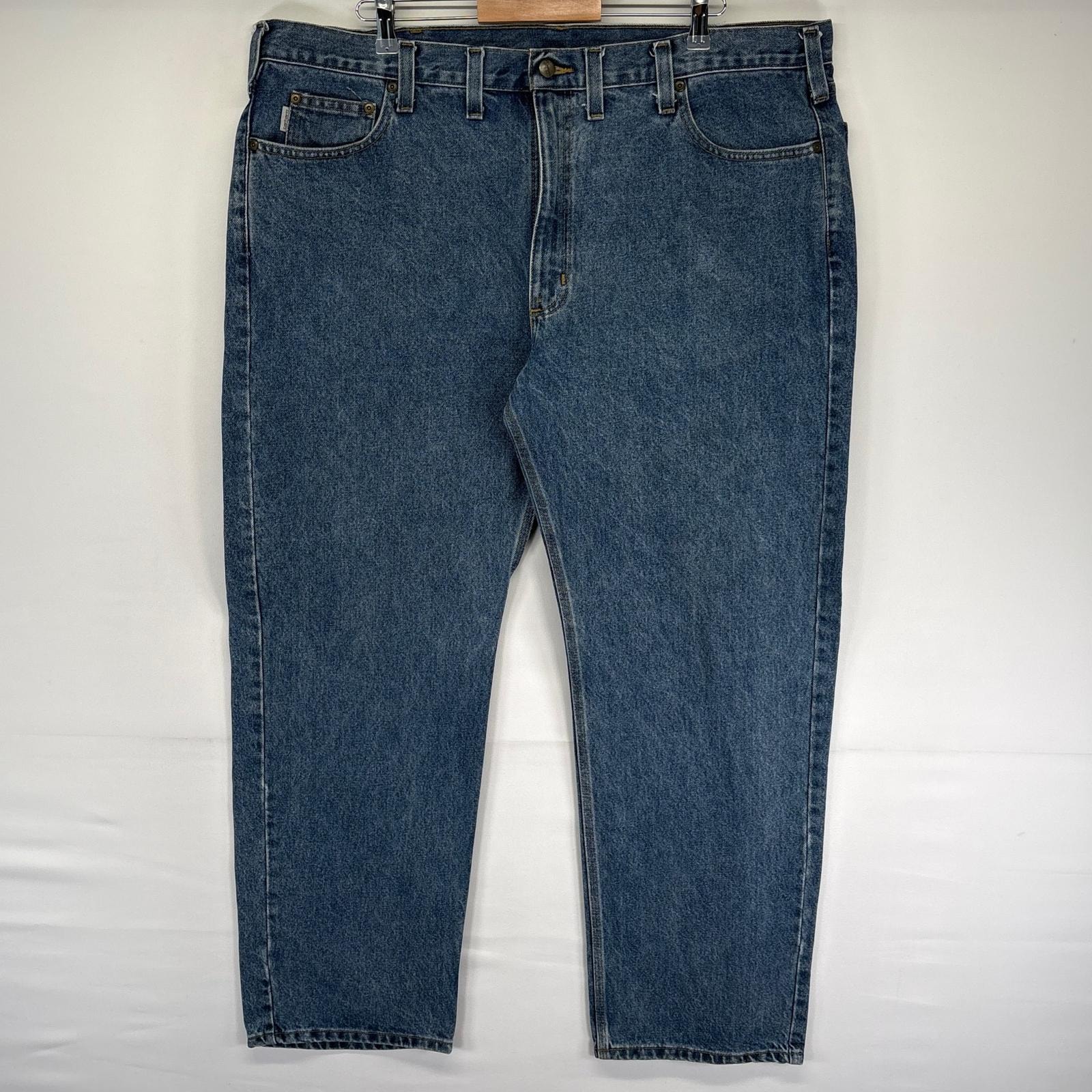 古着 カーハート Carhartt パンツ ワンポイントロゴ 大きいサイズ ワーク ジッパーフライ デニム ジーンズ w44 L32 ブルー系 メンズ