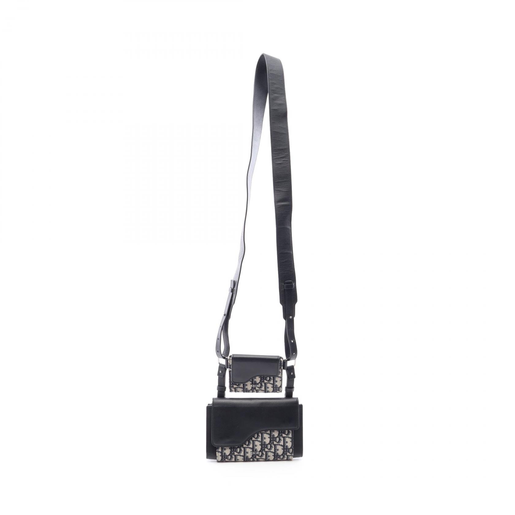 ディオール Dior ELITE エリート オブリーク ショルダーバッグ バッグ キャンバス レザー メンズ ネイビー系 / ベージュ系 / ブラック系 【中古】