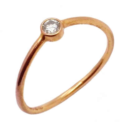 【6jdb0427-04】ティファニー リング ウェーブ/シングルロウ 1PD K18PG ピンクゴールド ダイヤモンド 6.5号【中古】レディース