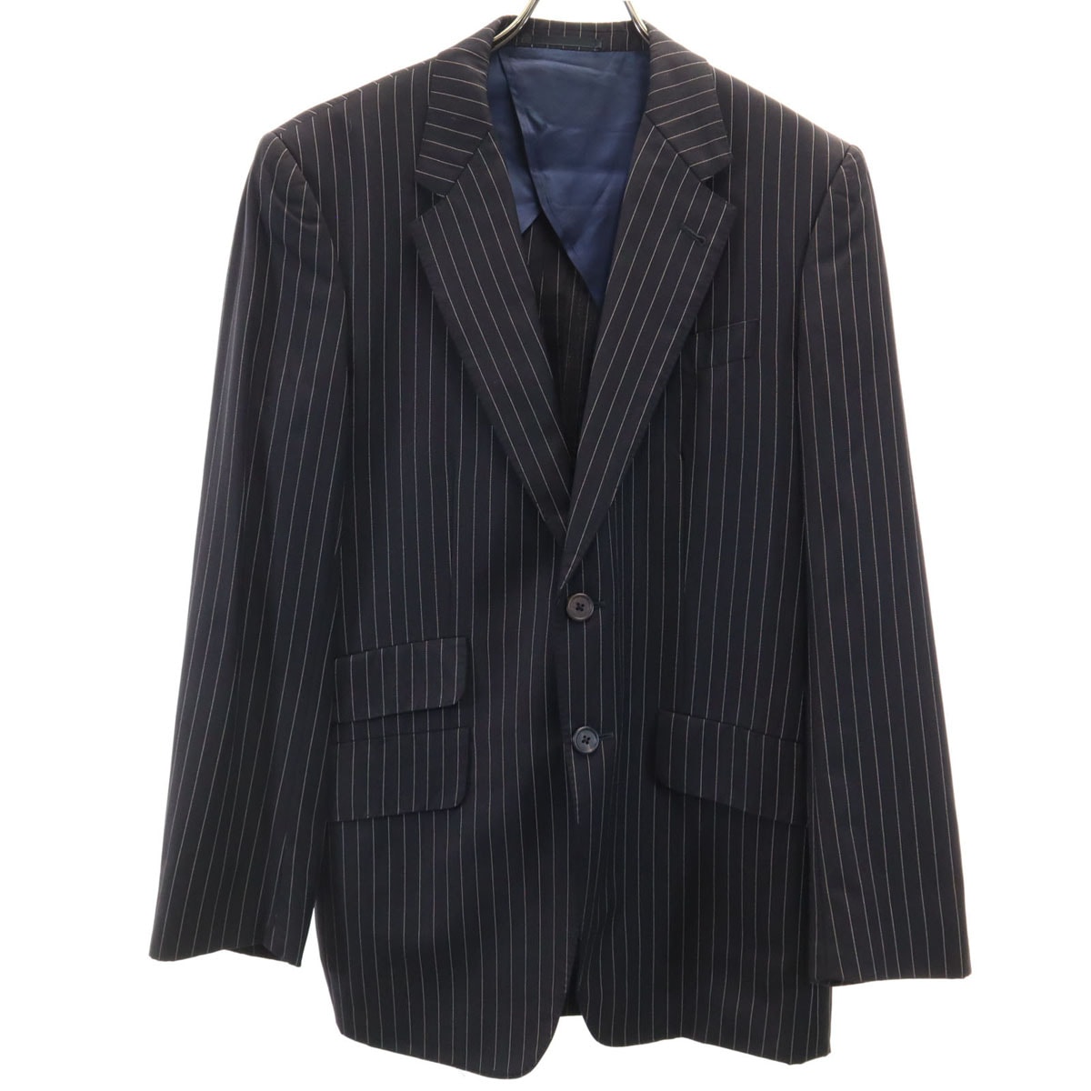 Paul Smith LONDON ポールスミスロンドン 日本製 ストライプ柄 エルメネジルドゼニア生地 テーラードジャケット L ブラック