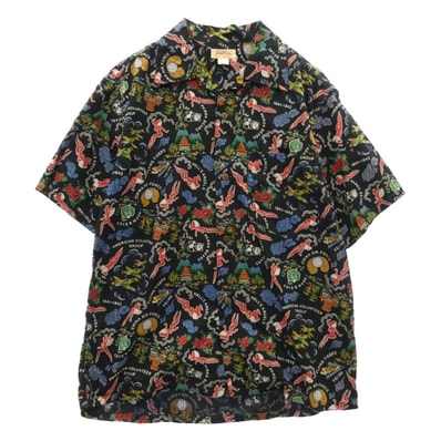 The REAL McCOY'S ザリアルマッコイズ MS21002 COTTON HAWAIIAN SHIRT / FLYING TIGERS コットン ハワイアン シャツ フライングタイガー 半袖 シャツ ブラック ブラック系 15【美品】【中古】