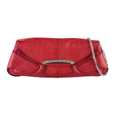 トッズ TOD’S ハンドバッグ リザード レッド レディース【中古】 z8137