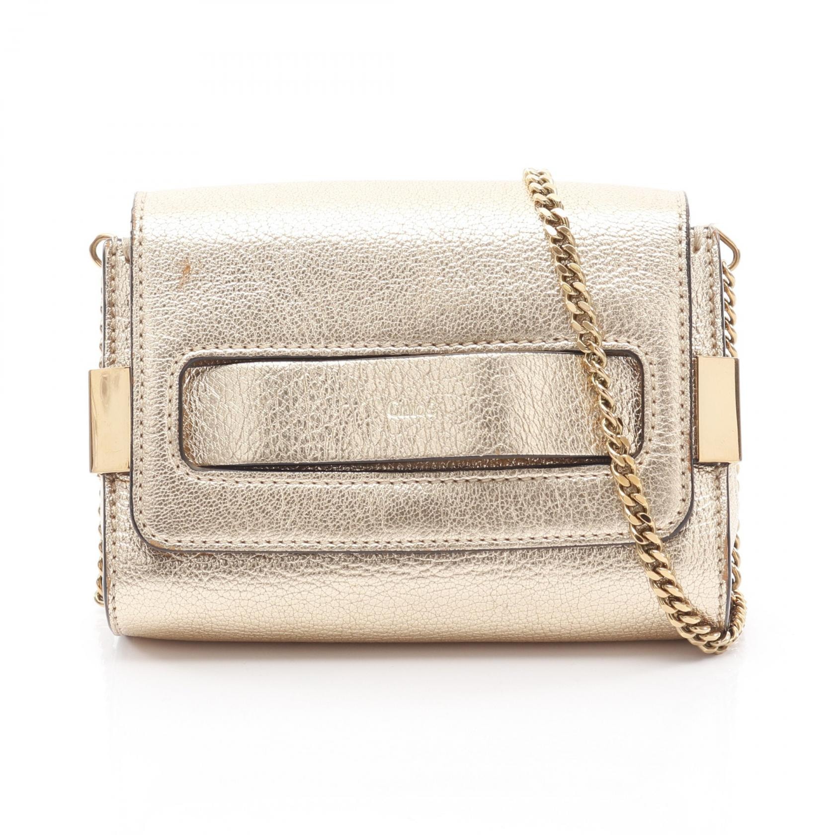 クロエ Chloe ELLE エル ショルダーバッグ バッグ レザー レディース ゴールド系 【中古】