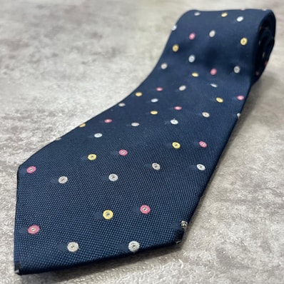【CHAPS RALPH LAUREN】チャップスラルフローレン ドット柄 リングモチーフ ネクタイ ネイビー マルチカラー シルク100% 日本製 メンズ