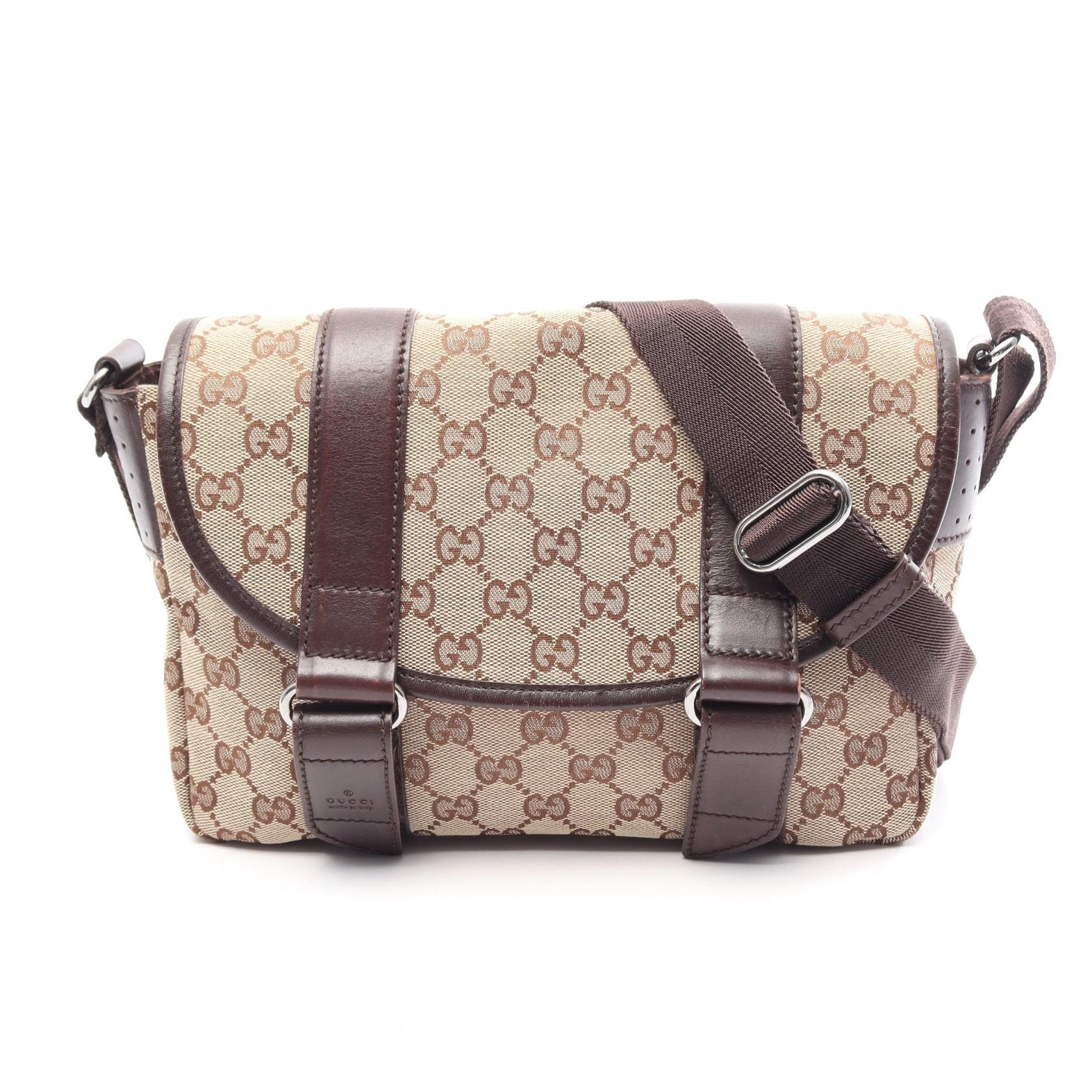 グッチ GUCCI GGキャンバス ショルダーバッグ バッグ キャンバス レザー レディース ベージュ系 / ブラウン系 145858 【中古】