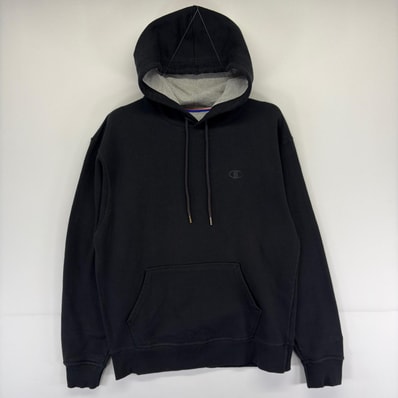 古着 チャンピオン Champion パーカー ワンポイント プルオーバー スウェット フーディ M ブラック系 メンズ