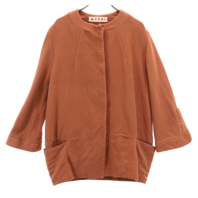 MARNI マルニ イタリア製 ノーカラージャケット 40 レンガ色