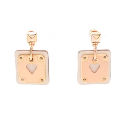 エルメス HERMES アスドゥクール ピアス ジュエリー GP(ゴールドメッキ) レザー レディース ゴールド系 / ホワイト系 【中古】