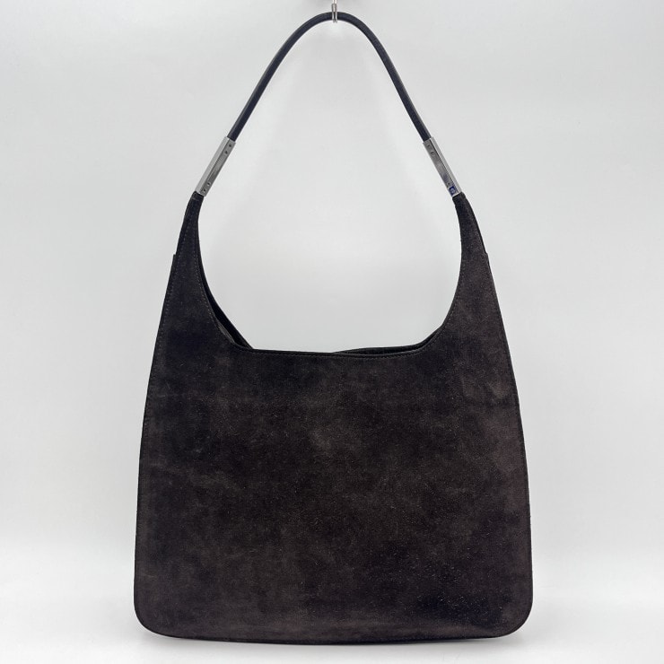 GUCCI(グッチ)ヴィンテージ ワンショルダーバッグ ハンドバッグ スエード レザー ブラウン シルバー金具 レディース【中古】