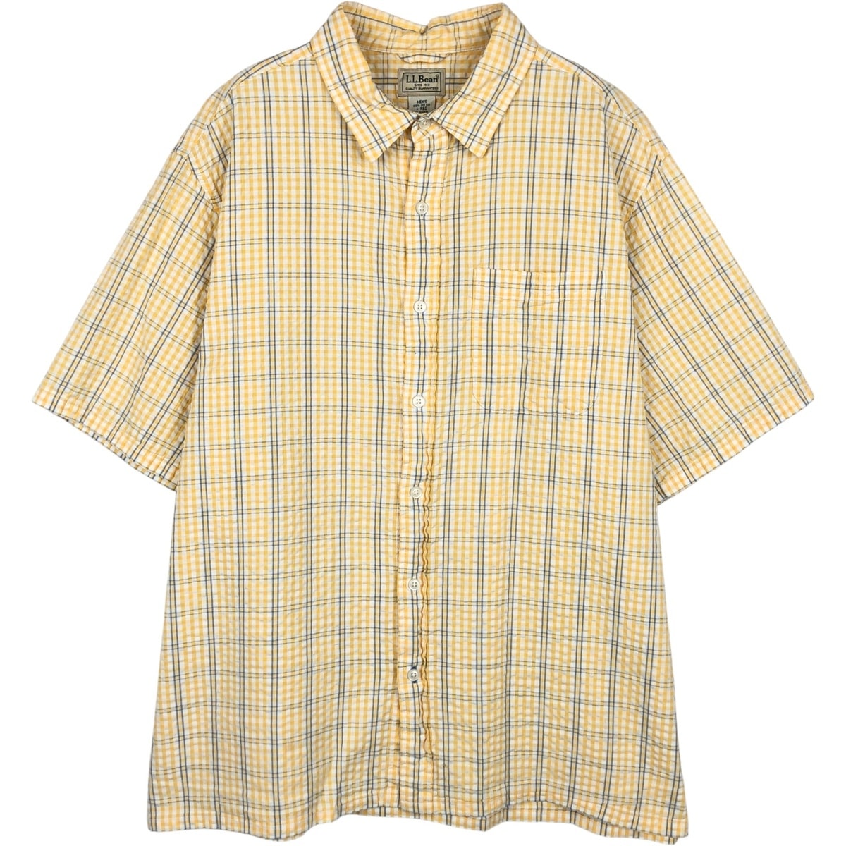 古着 90~00年代 エルエルビーン L.L.Bean シアサッカー 半袖 コットン チェックシャツ ボックスシャツ メンズL相当 ヴィンテージ/eaa650738