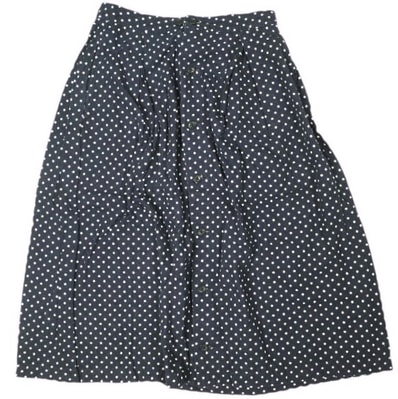 FWK by ENGINEERED GARMENTS エフダブリューケー エンジニアードガーメンツ アメリカ製 Tuck Skirt - Printed Polka Dot ポルカドットタックスカート 1 NAVY ボタン フレア コットンフランネル ボトムス