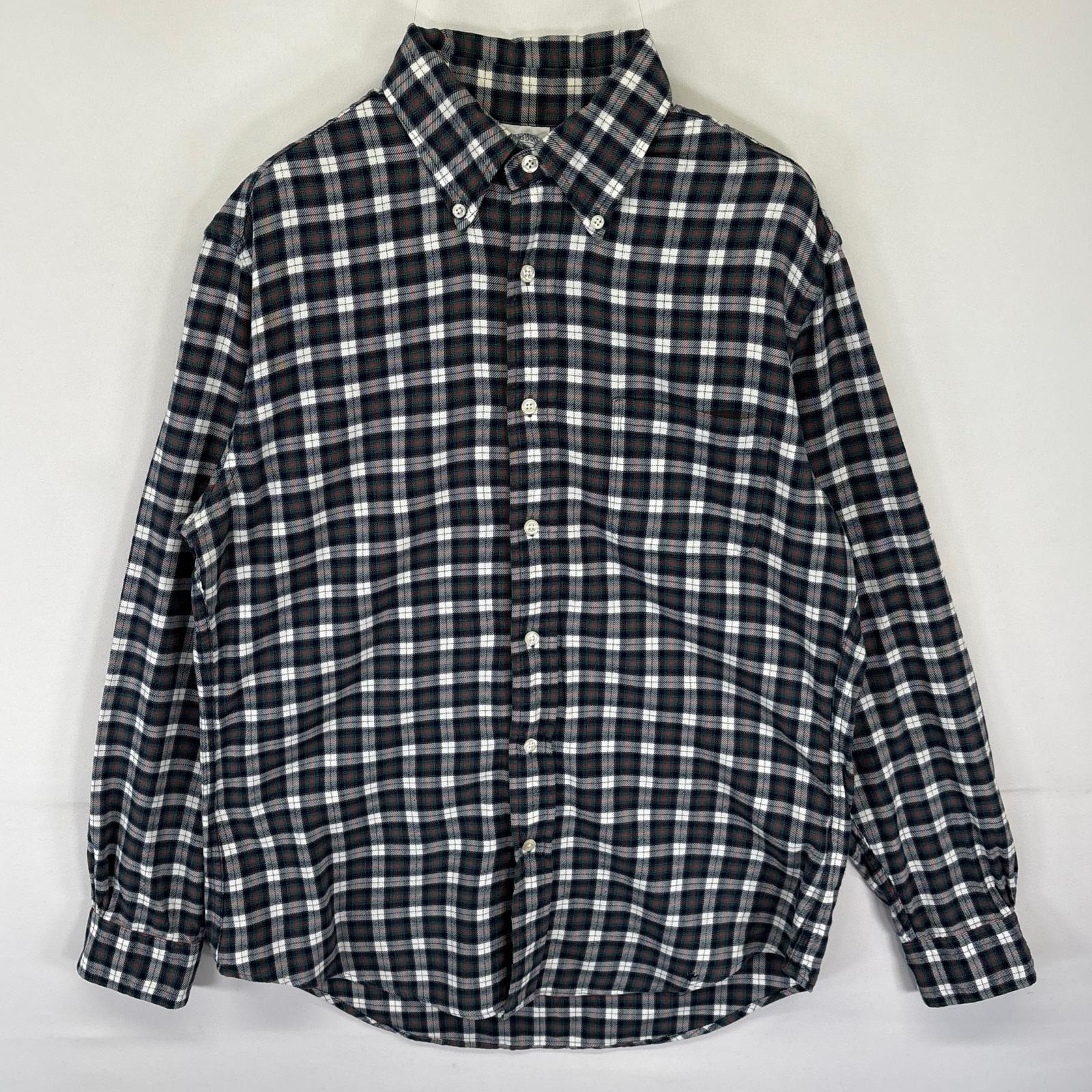 古着 ブルックスブラザーズ Brooks Brothers 長袖 ネルシャツ 1818 REGENT ボタンダウン チェック柄 M  グリーン メンズ