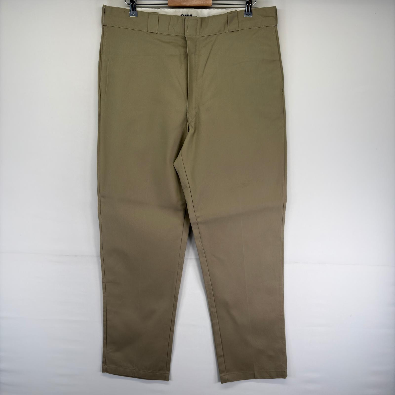 古着 ディッキーズ Dickies パンツ チノパン スラックス ワンポイント ストレート ジップ 874 w38 L34  ベージュ系 メンズ