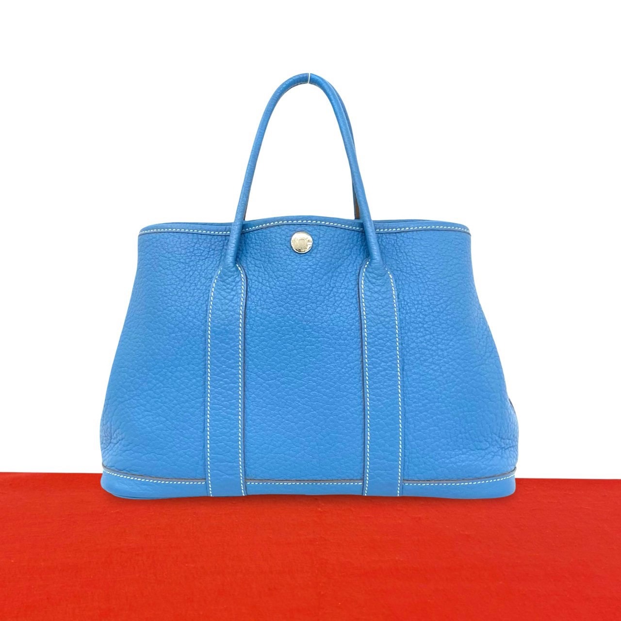 HERMES エルメス ガーデンパーティ TPM ブッフル ハンドバッグ ブルージーン ブルー
 97327