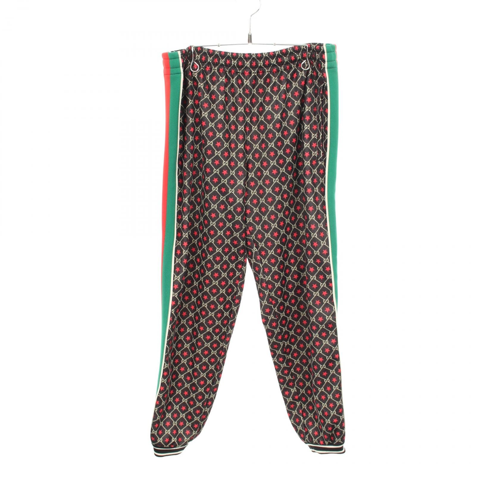 グッチ GUCCI GG柄 パンツ 衣料品 ボトムス コットン ポリエステル メンズ ブラック系 / レッド系 / グリーン系 【中古】