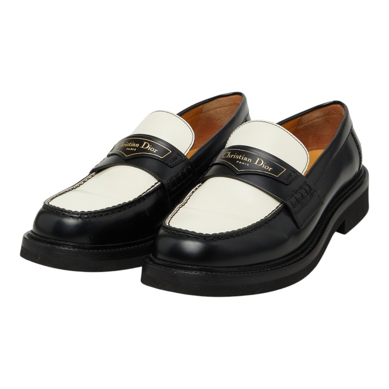 ディオール ディオール ボーイ ローファー バイカラー サイズ37 1/2 ブラック ホワイト レザー レディース Dior 【中古】
