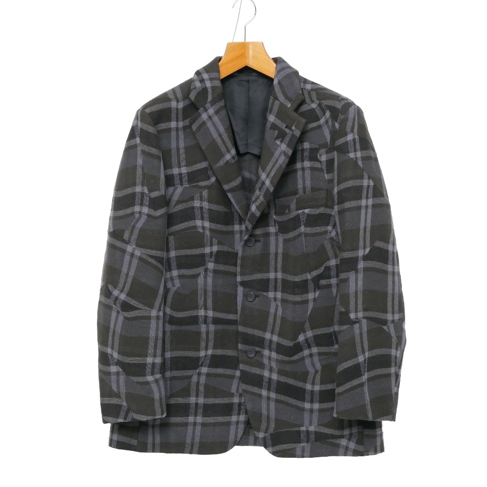 ISSEY MIYAKE MEN イッセイミヤケ メン テーラードジャケット サイズ3 チェック柄 変形 2B ブレザー ブランド古着【中古】20260127/RA7548
