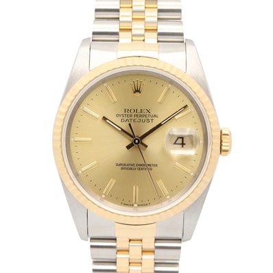 ロレックス ROLEX デイトジャスト L番 腕時計 時計 K18(イエローゴールド) ステンレススチール メンズ ゴールド系 シャンパン/バー 16233 【中古】