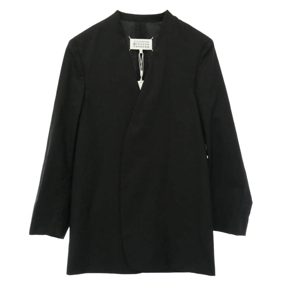 MAISON MARGIELA メゾンマルジェラ 18SS S50BN0336 四つタグ 10ライン NO COLLAR JACKET ノーカラー テーラードジャケット ブラック系 44【極上美品】【中古】