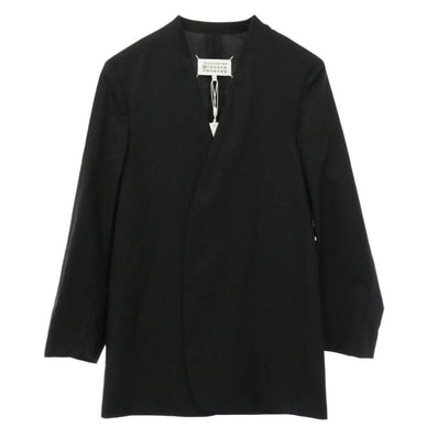 MAISON MARGIELA メゾンマルジェラ 18SS S50BN0336 四つタグ 10ライン NO COLLAR JACKET ノーカラー テーラードジャケット ブラック系 44【極上美品】【中古】