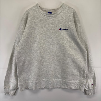 古着 90's/90年代 チャンピオン Champion USA製 スウェット 大きいサイズ ロゴ 刺繍 霜降りグレー トレーナー 2XL グレー メンズ