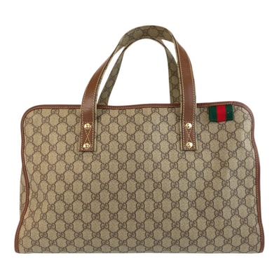 美品 GUCCI グッチ シェリーライン ベージュ ゴールド金具 GGスプリームキャンバス レザー/ ボストンバッグ ハンドバッグ 504399 【中古】