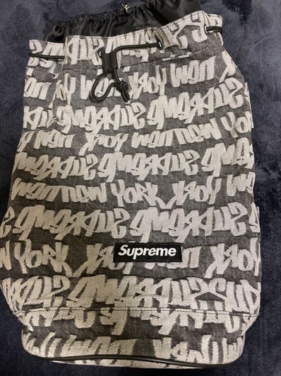 Supreme Fat Tip Jacquard Denim Backpack "Black"