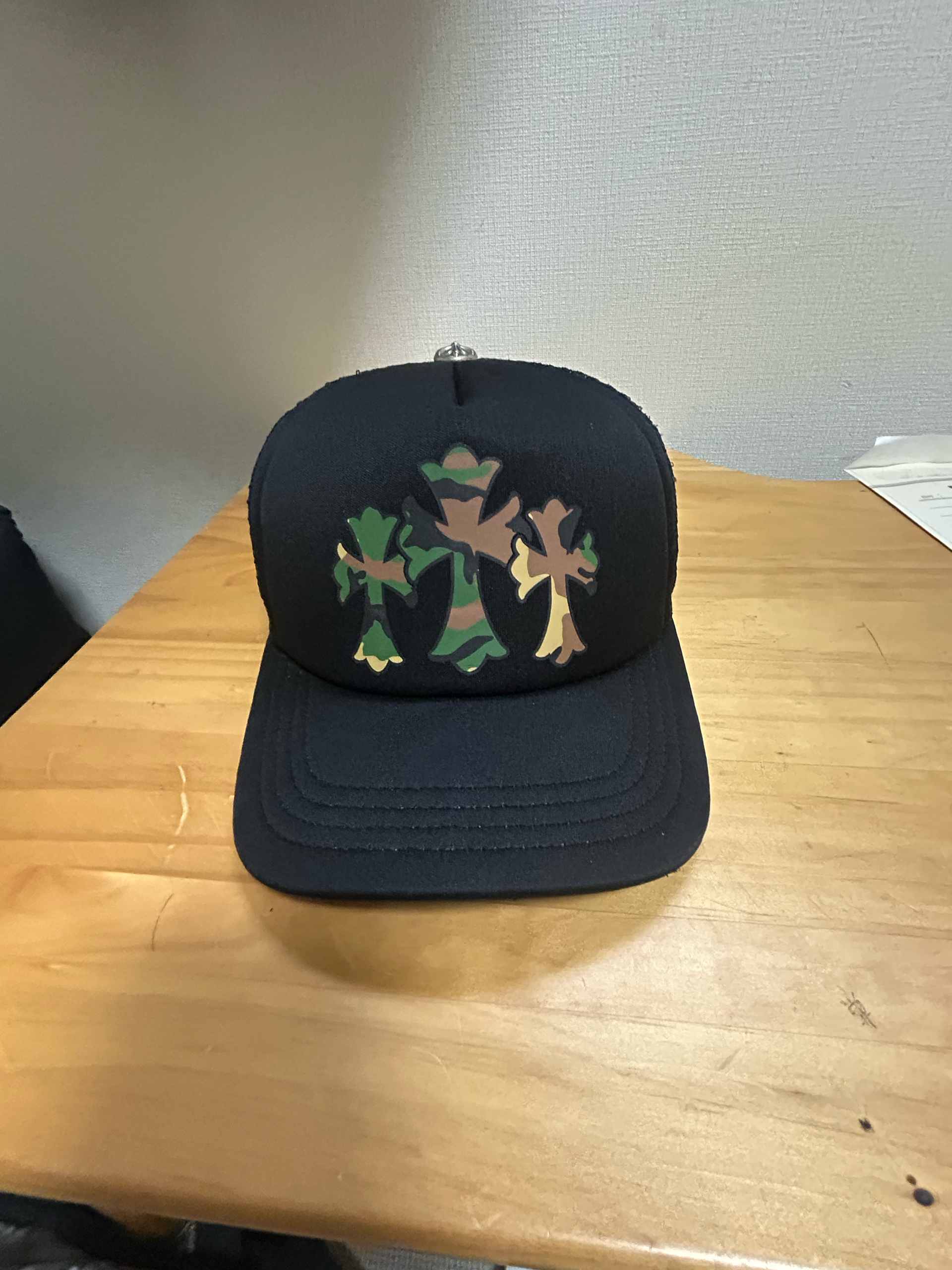 Chrome Hearts 3 Cemetery Cross King Taco Trucker Cap "Black/Camouflage"