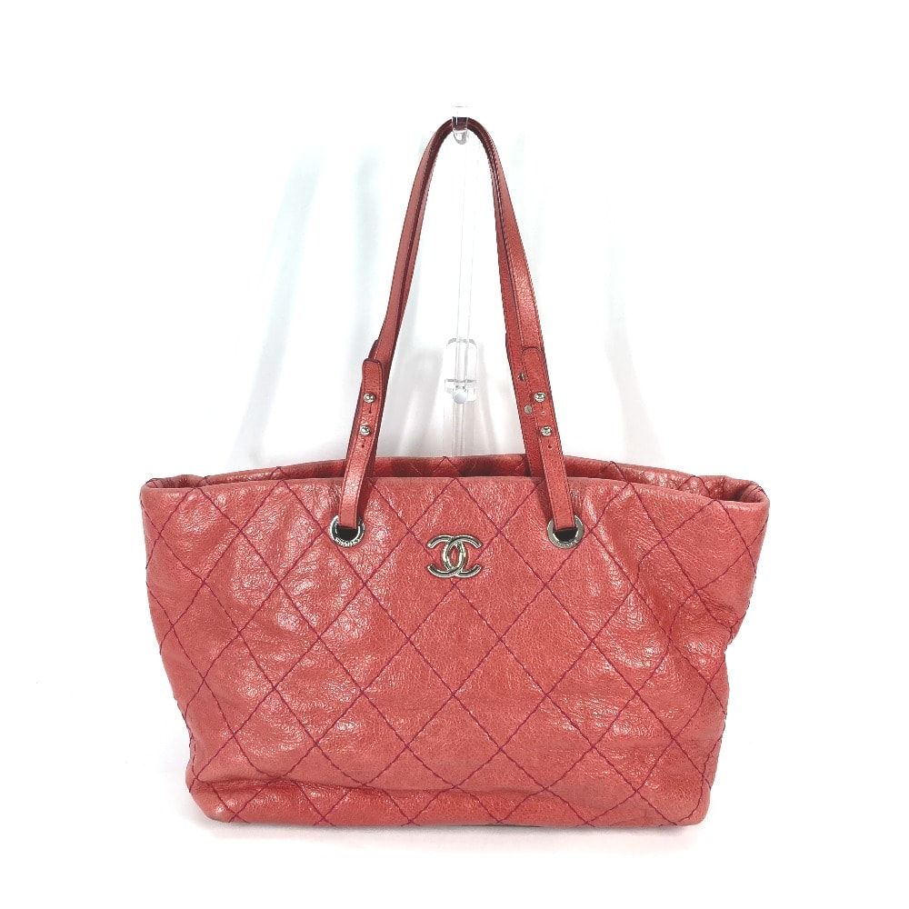 シャネル CHANEL オンザロード キルティング CC ココマーク トートバッグ 肩掛け カバン ショルダーバッグ キャビアスキン ピンク系