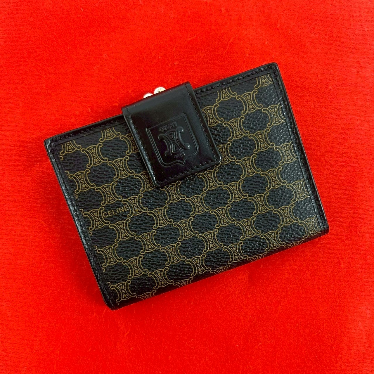 CELINE セリーヌ マカダム ブラゾン 柄 PVC レザー 二つ折り財布 ブラック
39890