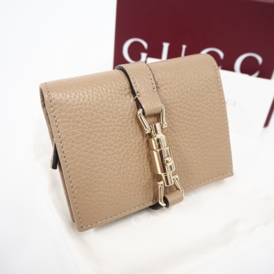 GUCCI グッチ グッチ ジャッキー ミディアム ウォレット 645536 二つ折り財布 ベージュ カーフレザー レディース
