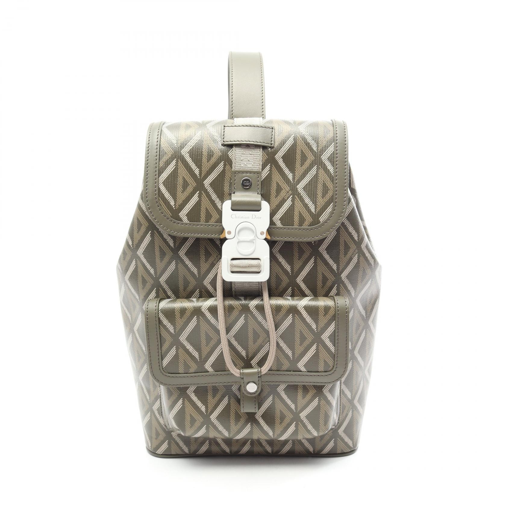 ディオール Dior HIT THE ROAD CDダイヤモンド スリングバッグ ウエストバッグ ボディバッグ バッグ PVCコーティングキャンバス レザー メンズ カーキ系 【中古】