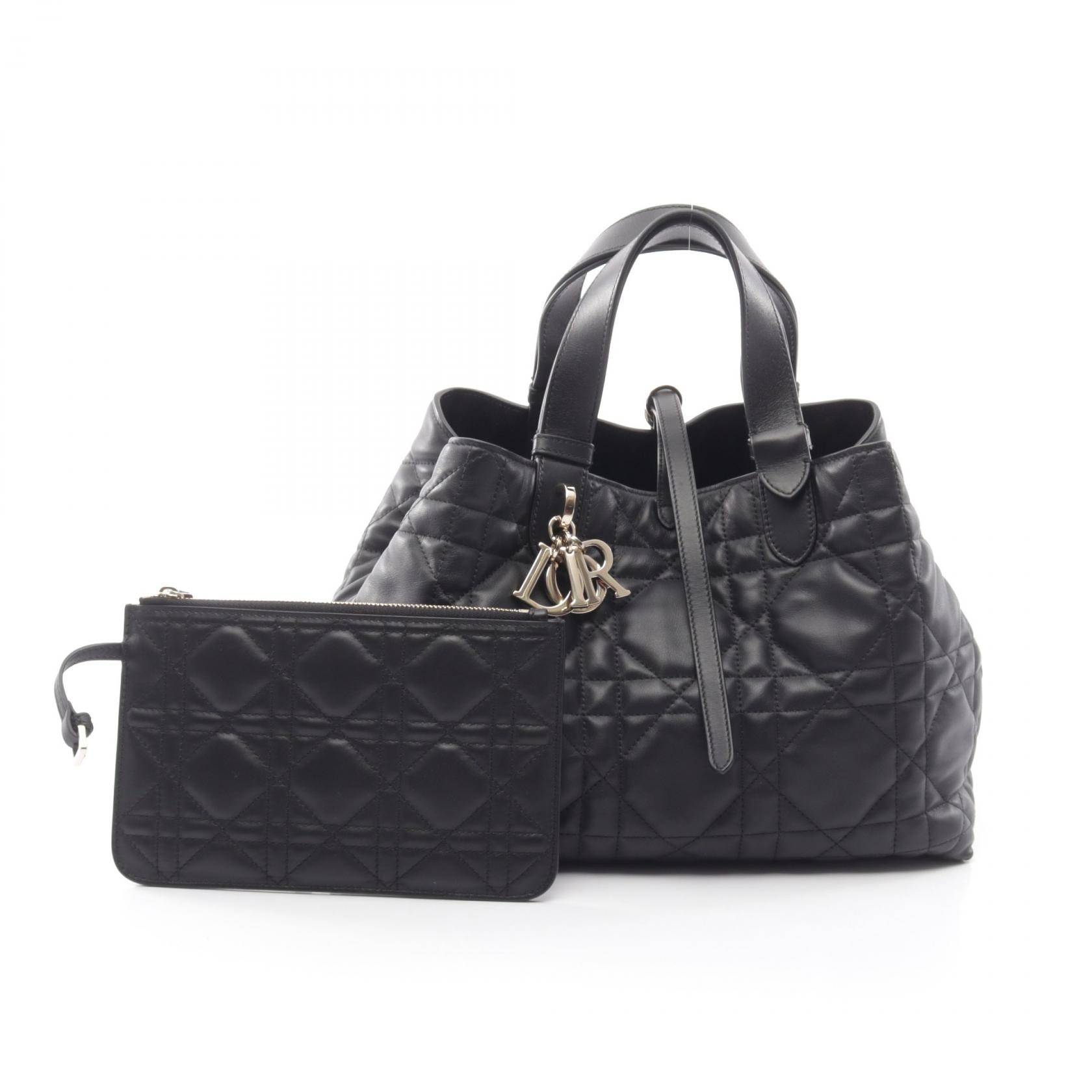 ディオール Dior Toujours トゥージュール ミディアム マクロカナージュ ハンドバッグ バッグ レザー レディース ブラック系 M2821OSNW 【中古】